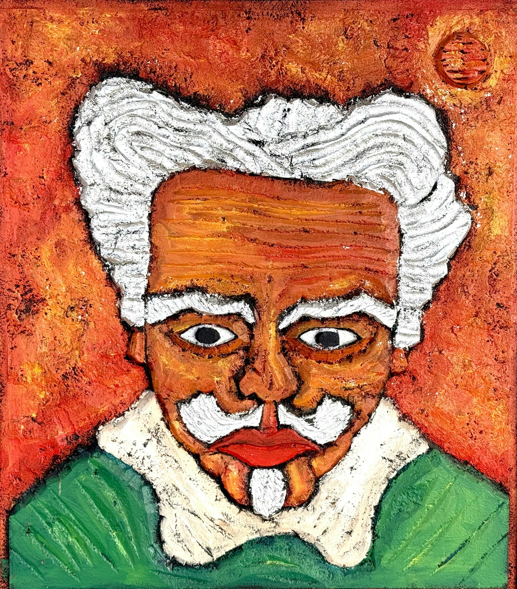 August Strindberg av Alf Stridfeldt ( Sverige, 1933-2003). Bemålad väggrelief