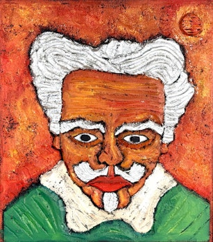 August Strindberg autorstwa Alfa Stridfeldta (Szwecja, 1933-2003). Malowana płaskorzeźba ścienna