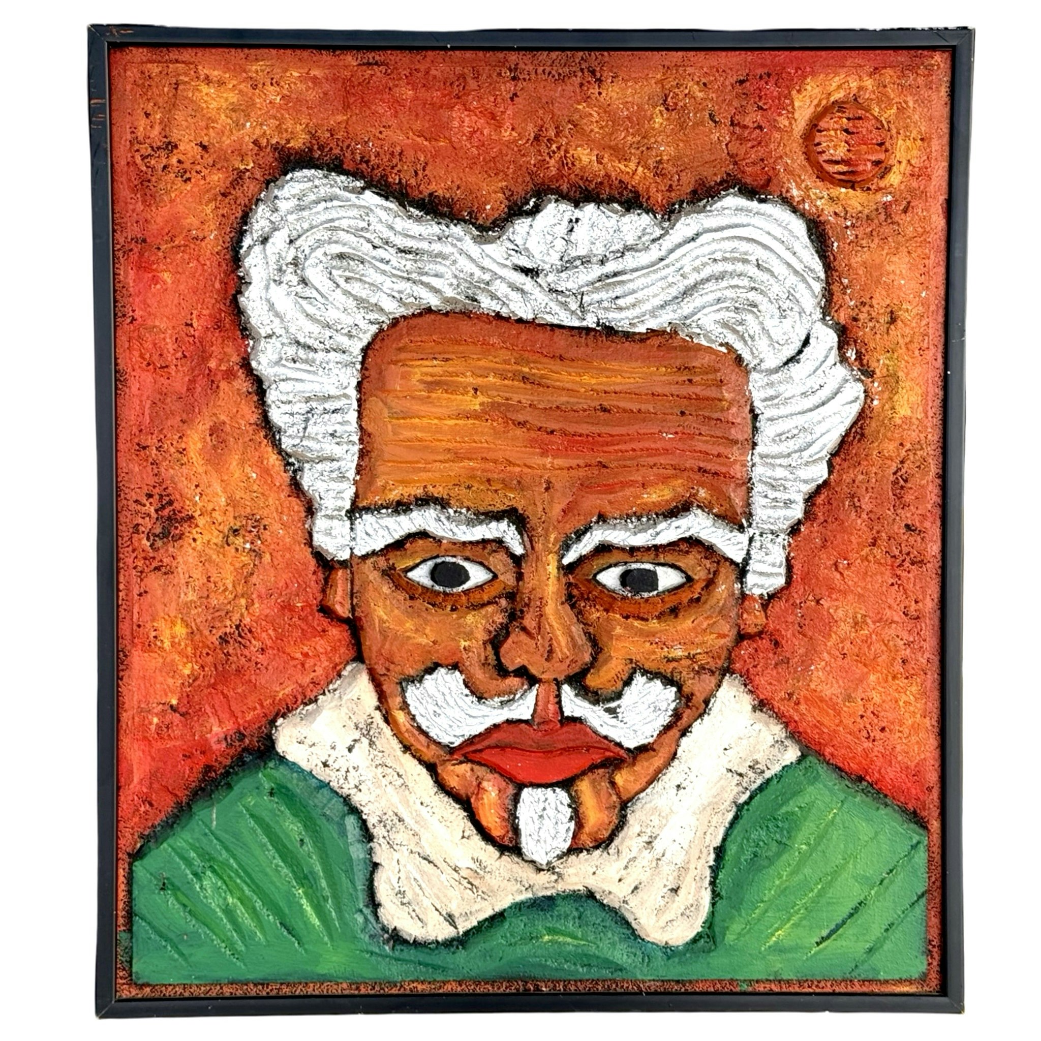 August Strindberg av Alf Stridfeldt ( Sverige, 1933-2003). Bemålad väggrelief