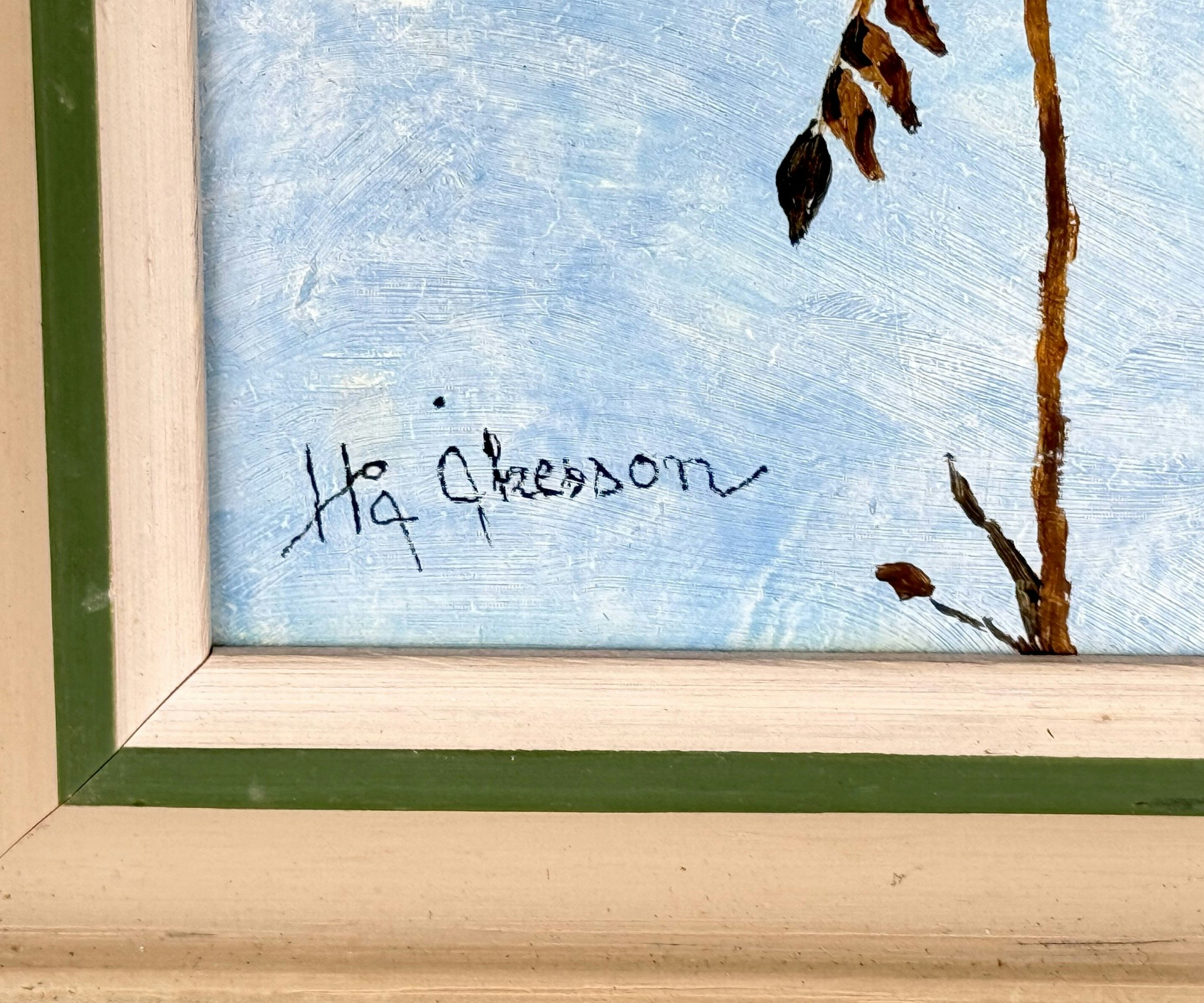 Hå Åkesson, Oljemålning på pannå, Signerad