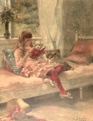 Albert Edelfelt , Läsande flicka, gammal tryck