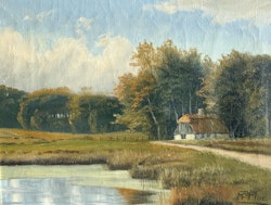 Fredrik Moe (1863-1953). Oljemålning på duk, Signerad