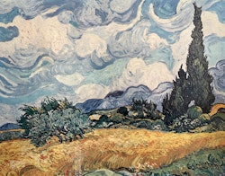 Vincent Van Gogh, Vetefält med cypresser, Gammalt Inramat tryck