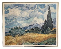 Vincent Van Gogh, Vetefält med cypresser, Gammalt Inramat tryck
