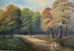A. JERLÖW. skogslandskap, olja på duk, signerad