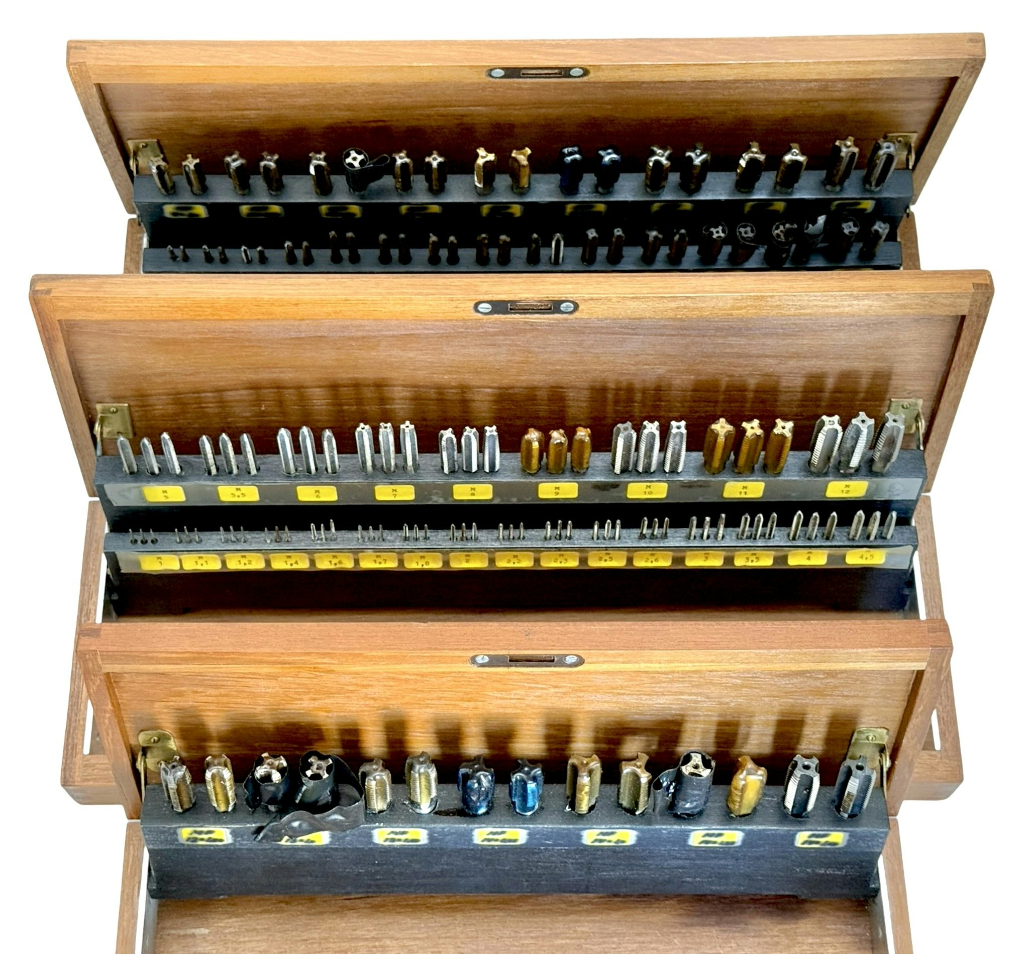 6 lådor, Gängtappar, UNC, UNF, Whitworth, Millimeter, Millimeter fin-1 och fin-2, SKF - Sweden