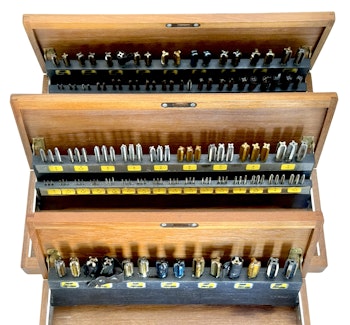 6 lådor, Gängtappar, UNC, UNF, Whitworth, Millimeter, Millimeter fin-1 och fin-2, SKF - Sweden