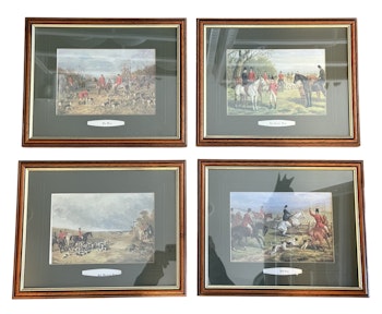 Motyw myśliwski, 4 oprawione wydruki, Anglia
