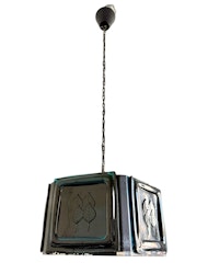 ERIK HÖGLUND. Tacklampa, smidesjärn med färgade glasblock, Kosta Boda, Sverige