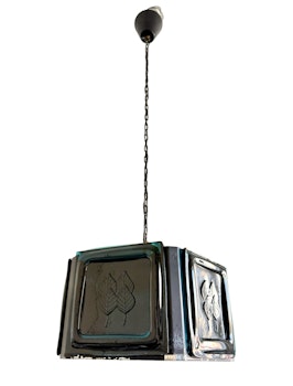 ERIK HÖGLUND. Tacklampa, smidesjärn med färgade glasblock, Kosta Boda, Sverige