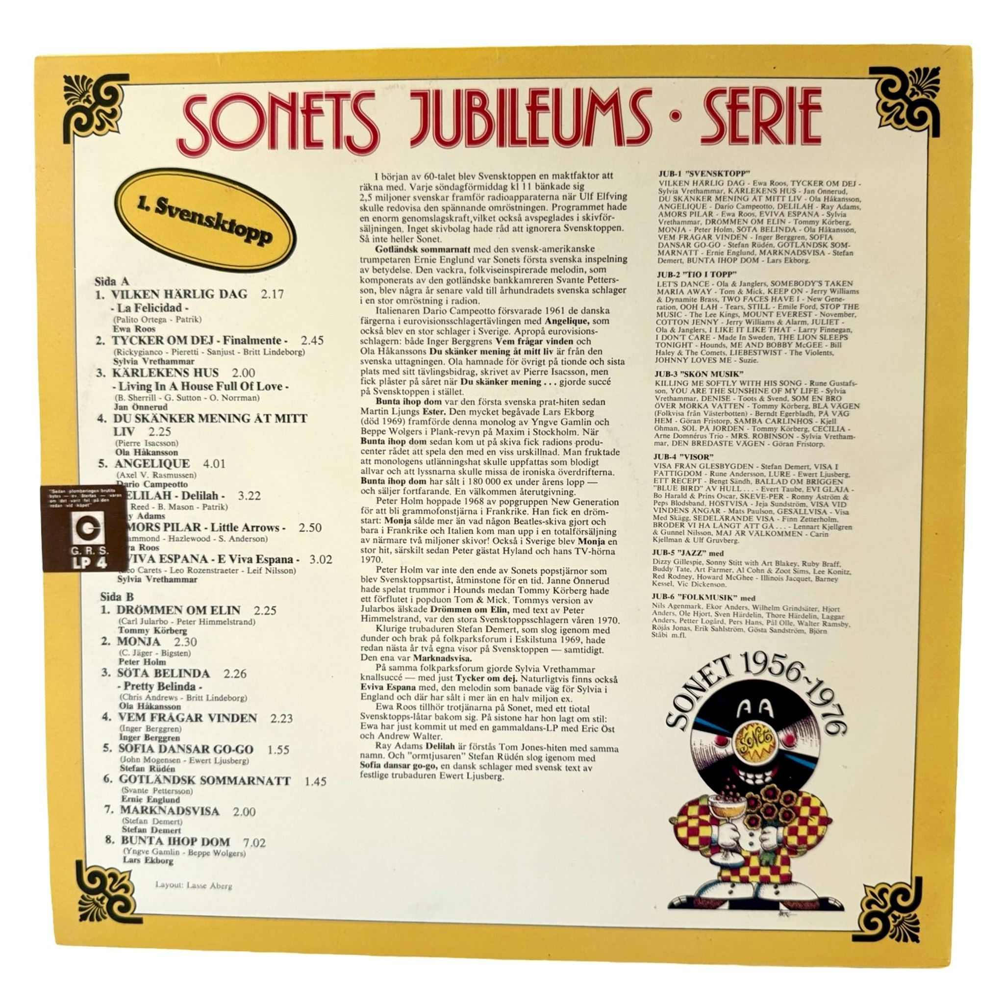 Sonets Jubileums-serie, 1. Svensktopp, LP Vinyl, Oanvänt