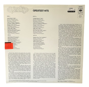 Various – Verdi's Greatest Hits, LP Vinyl, Oanvänt