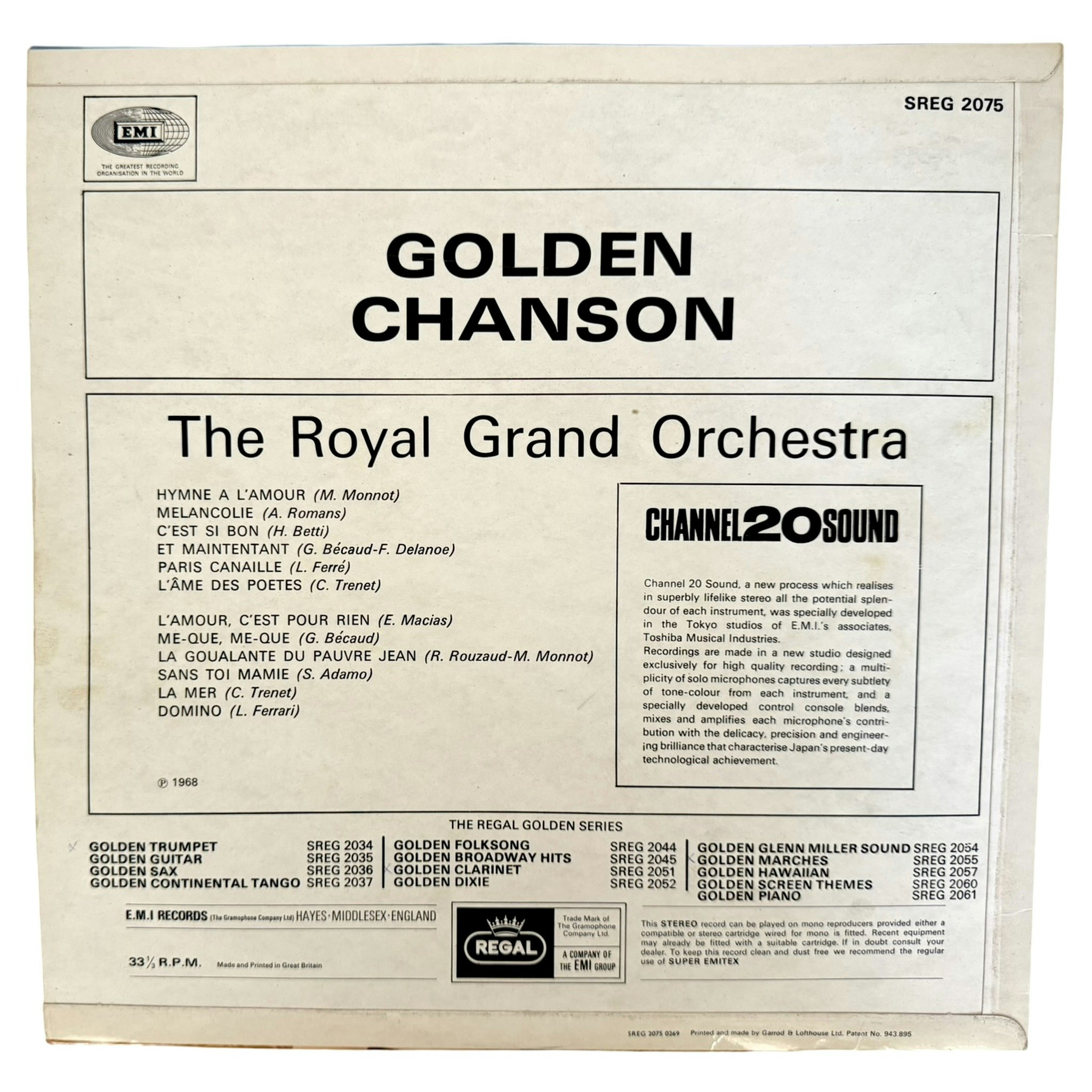 The Royal Grand Orchestra – Golden Chanson, LP Vinyl