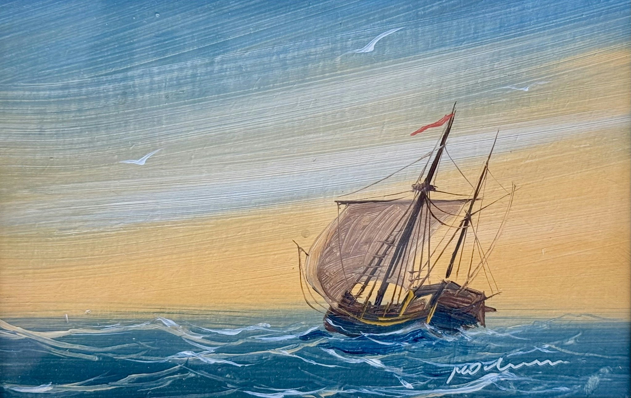 Oidentifierad konstnär, Marinmotiv, Signerat
