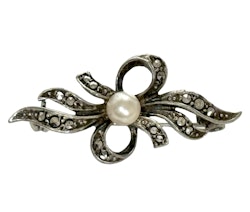 Brosch, Silver med markasiter, Stämplad HF