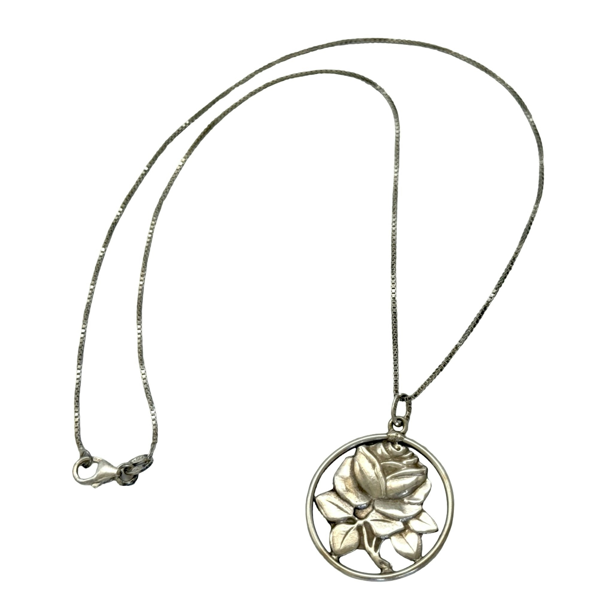 Vintage silver 925 halsband med hänge