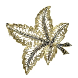 Vintage, Alice Caviness, Silver Filigran Brosch, Guld pläterad, Tyskland