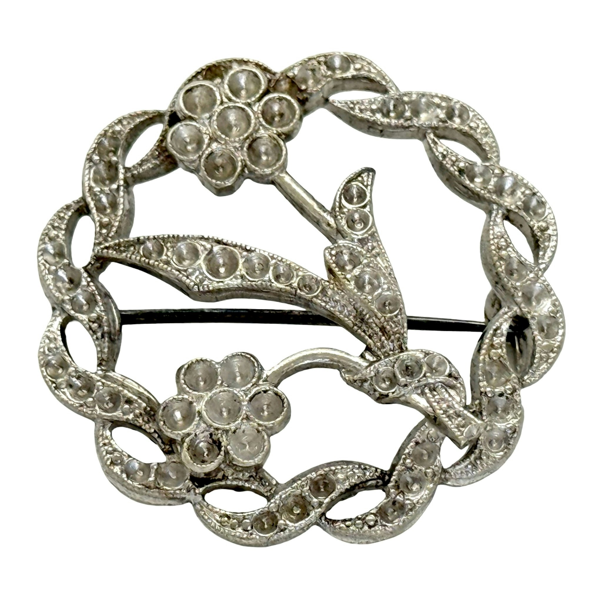 Vintage Sterling Silver brosch med två blommor