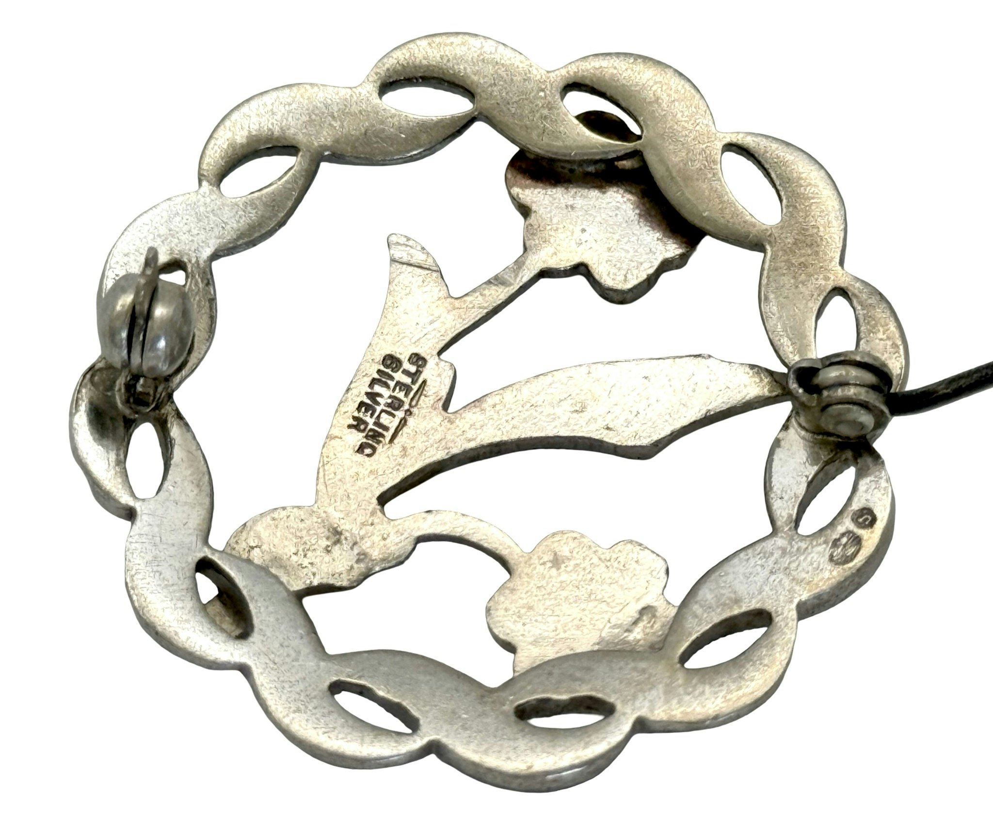 Vintage Sterling Silver brosch med två blommor