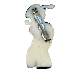 Broche vintage en celluloïd, plastique, peinte à la main