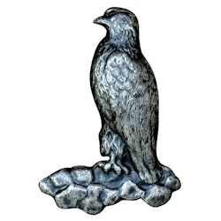 C.G.H Silver brosch, Hök Rovfågel på sten, 1943