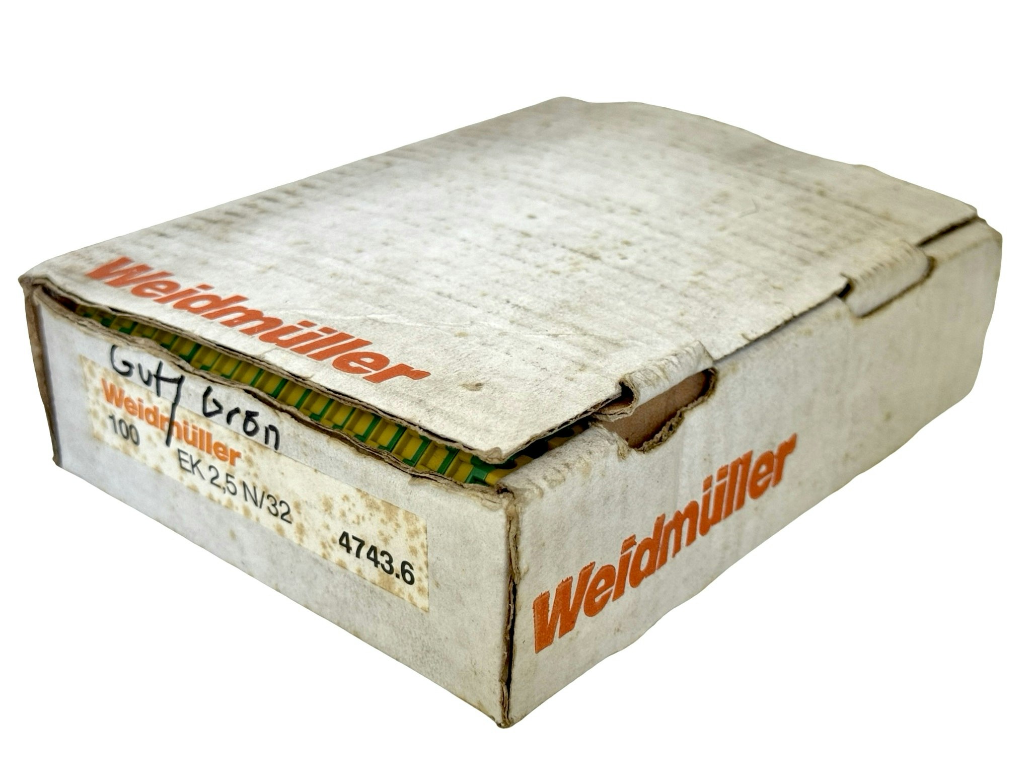 80 st, Weidmüller EK 2,5 N/32 Gul/Grön Jordnings Kopplingsplint