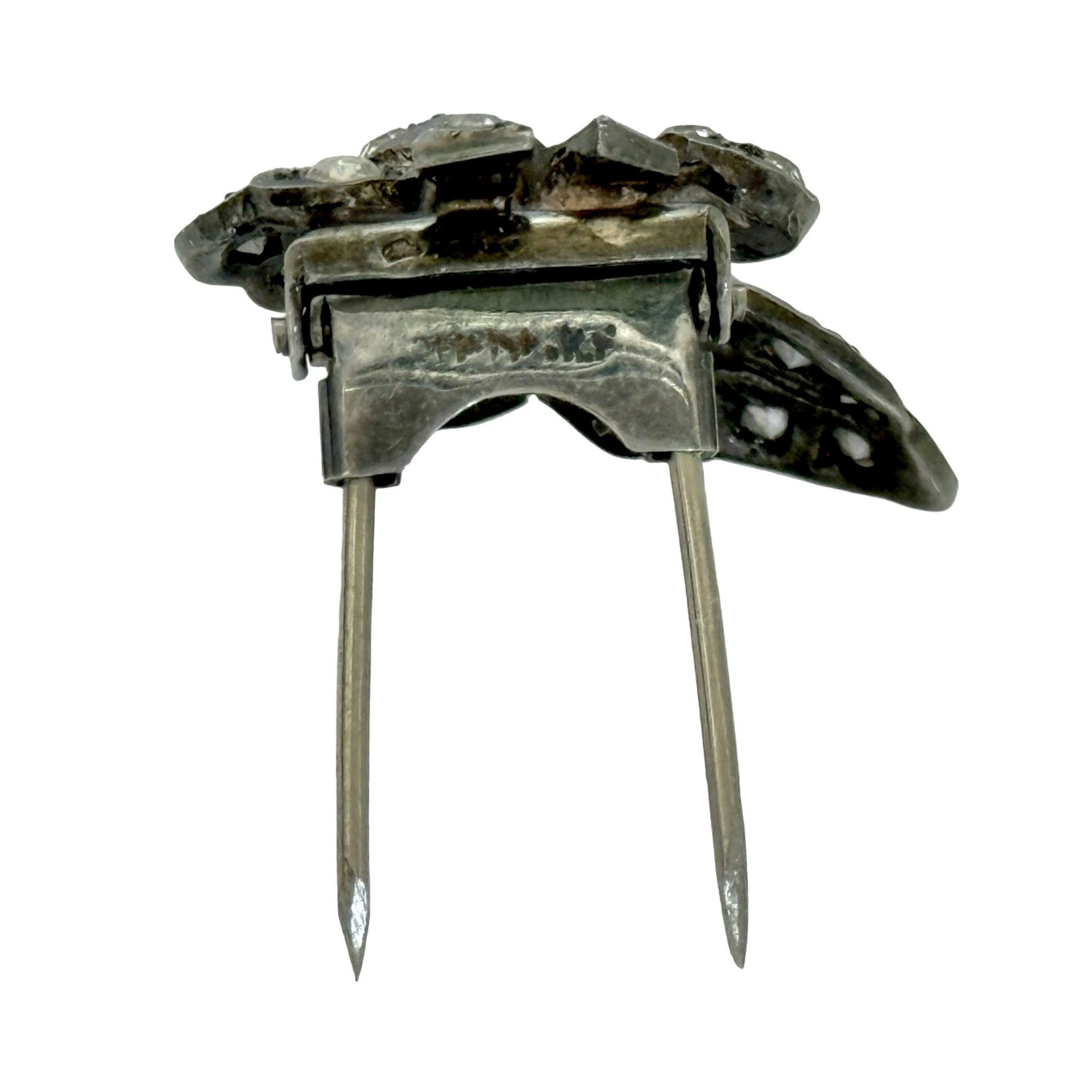 Antik silver klänningsklipp Brosch från 1920-talet