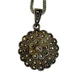 Vintage Milor Sterling Silver 925 halsband med med markasiter hänge