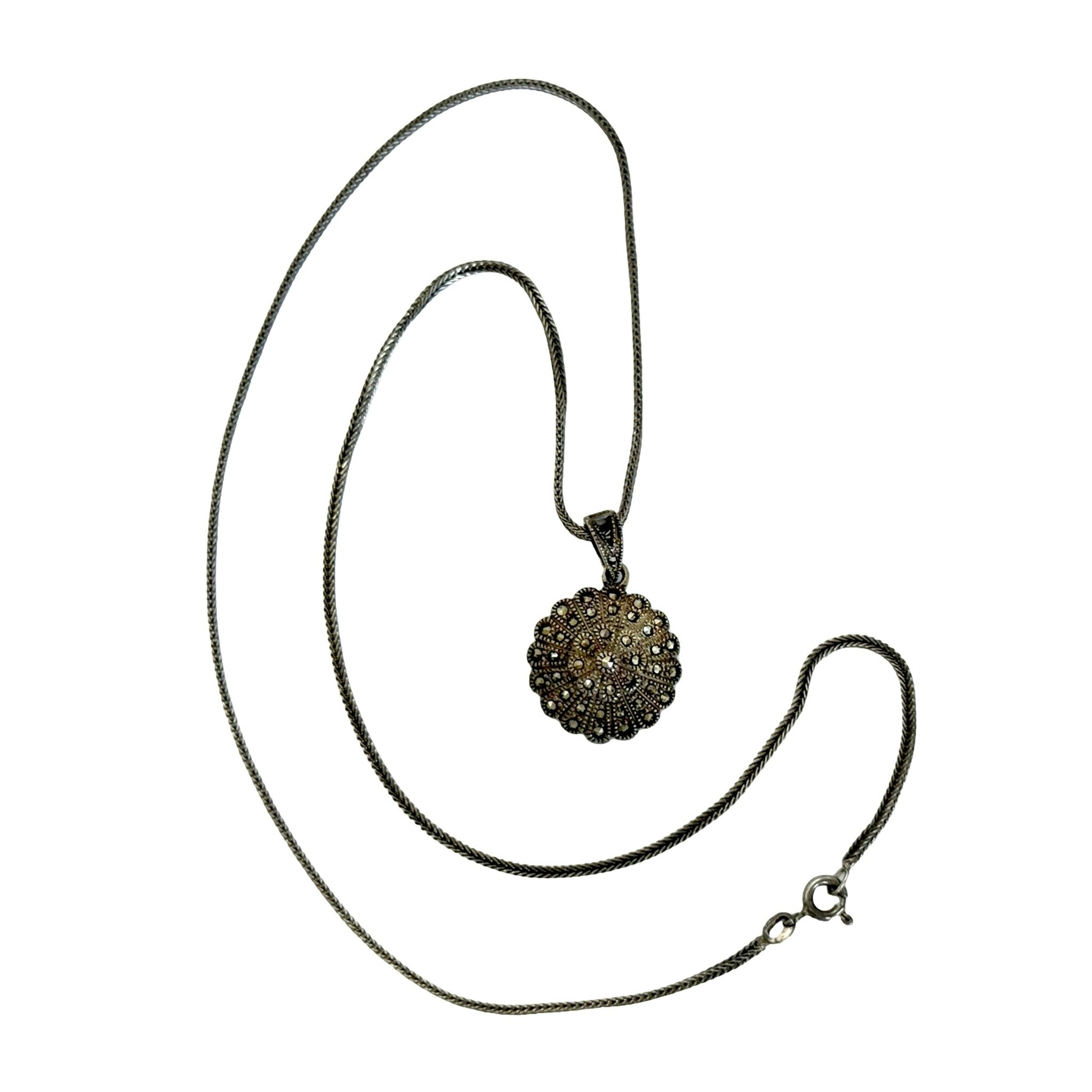 Vintage Milor Sterling Silver 925 halsband med med markasiter hänge