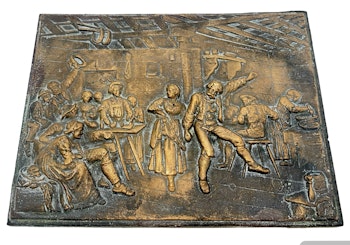 Väggrelief Bronsrelief Scen i krogen, 1800-talet