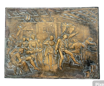 Väggrelief Bronsrelief Scen i krogen, 1800-talet