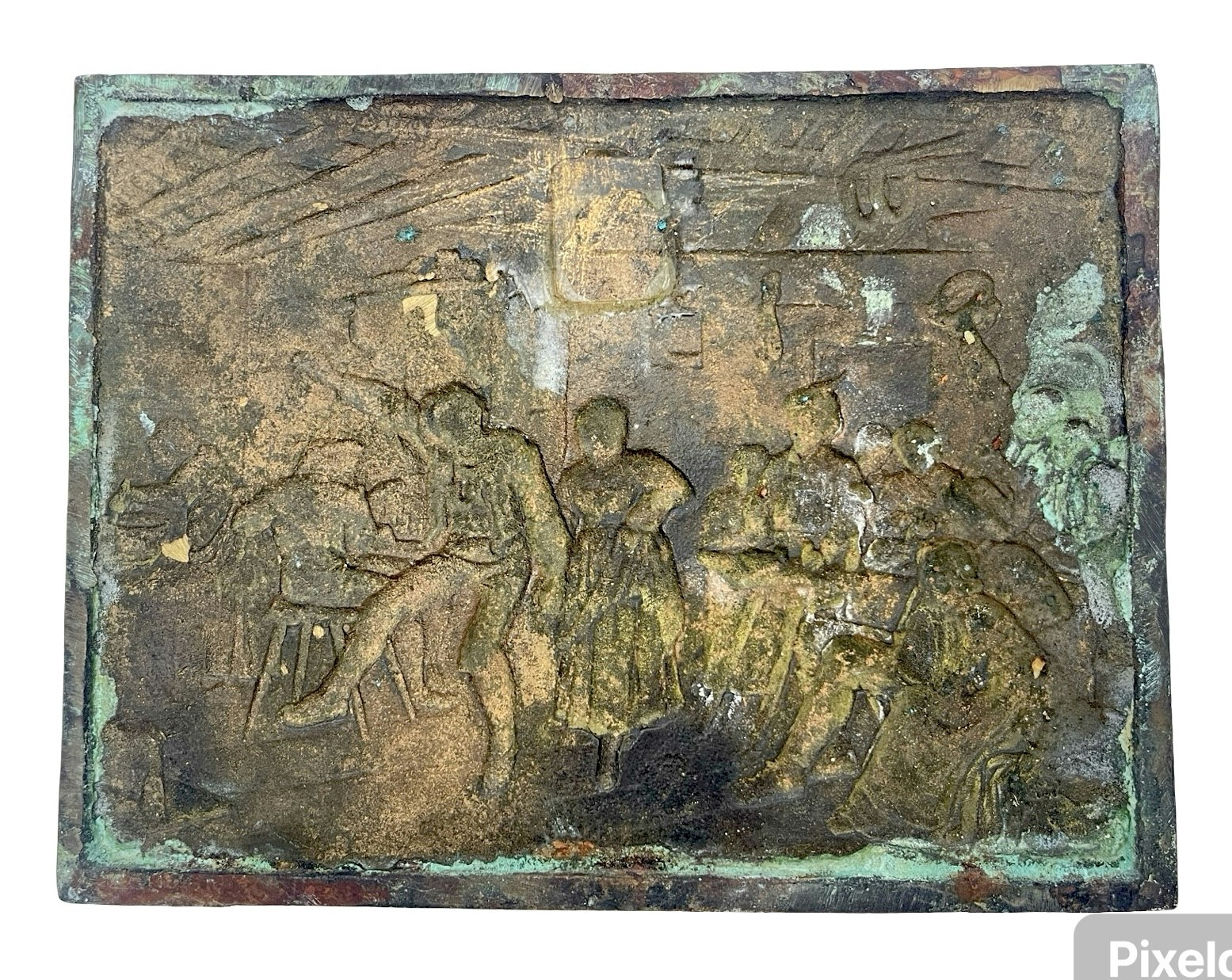Väggrelief Bronsrelief Scen i krogen, 1800-talet