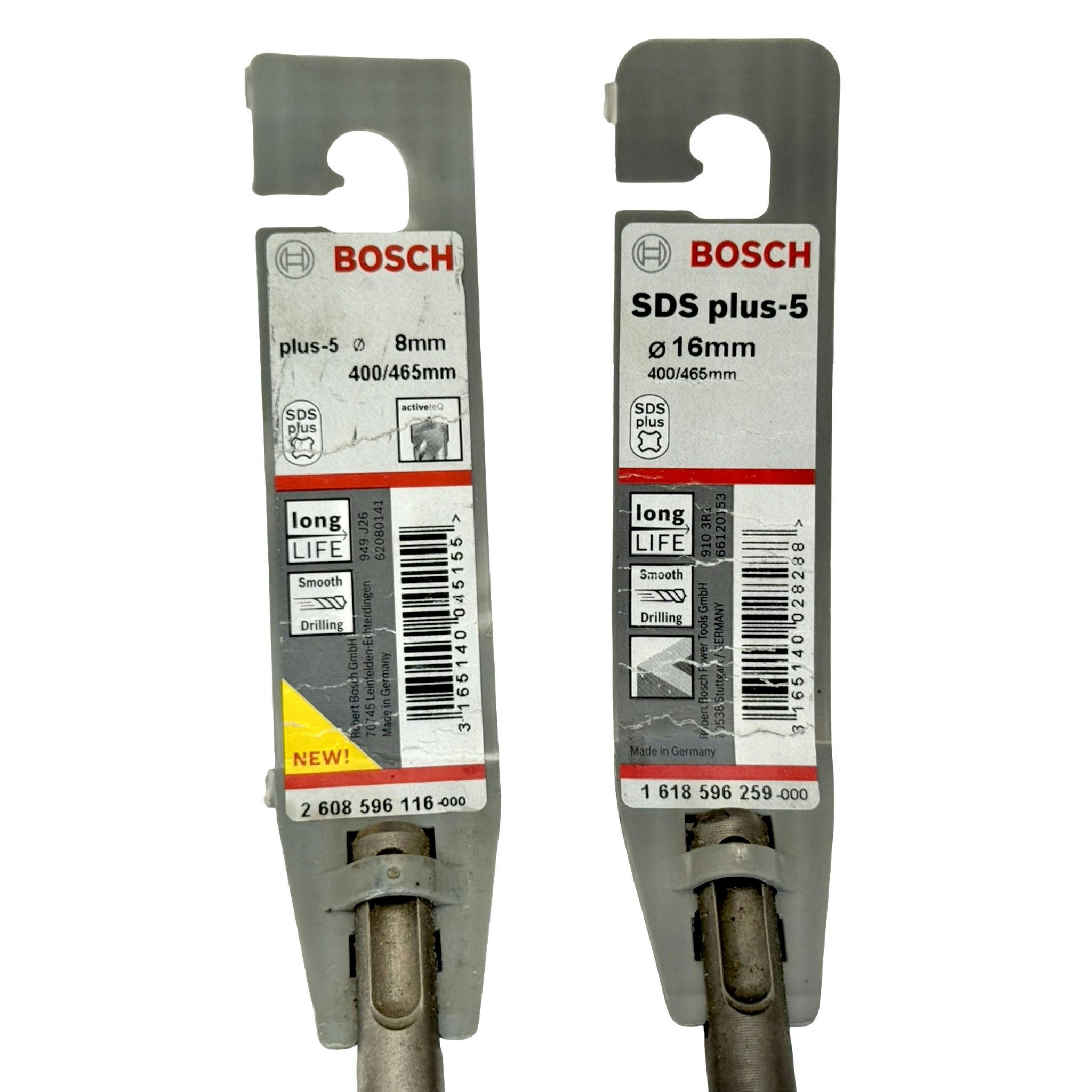 2 st Bosch SDS Plus-5 drill bits, 8 & 16mm 400/465mm