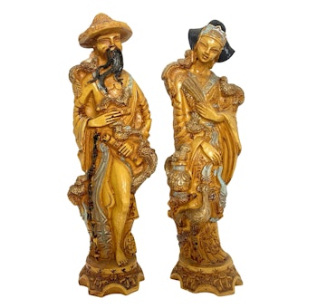 FIGURINER, ett par, konstmassa, orientaliska skulpturer