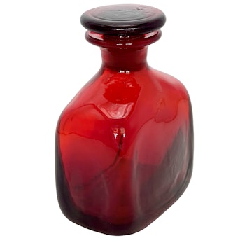 Röd Glasflaska Konstglas