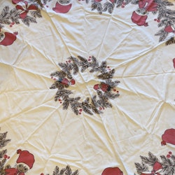 Vintage stor rund julduk med tryckt mönster dia 130 cm