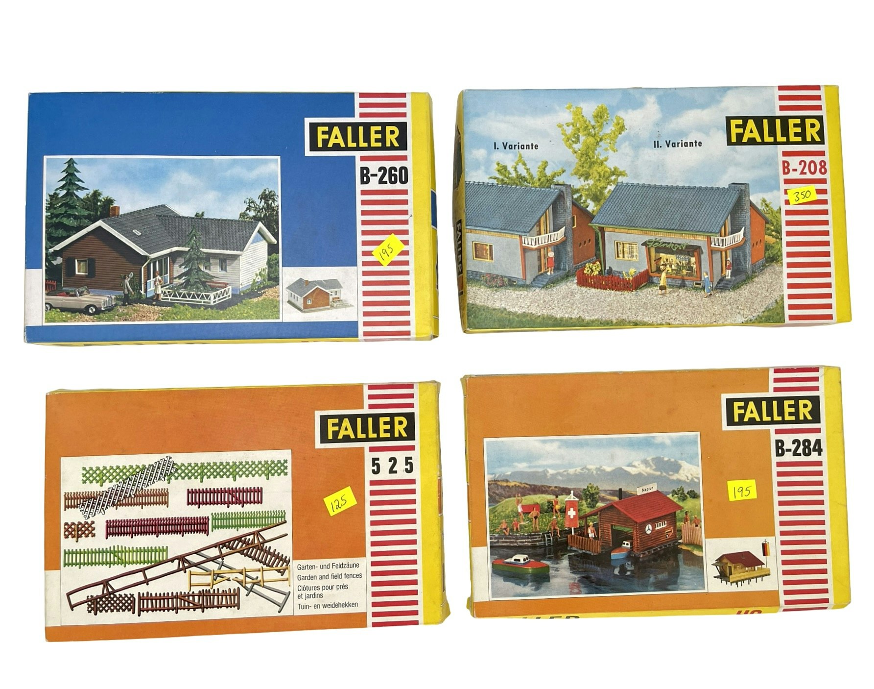 16 st, Faller HO skala, Hus & dekorationer