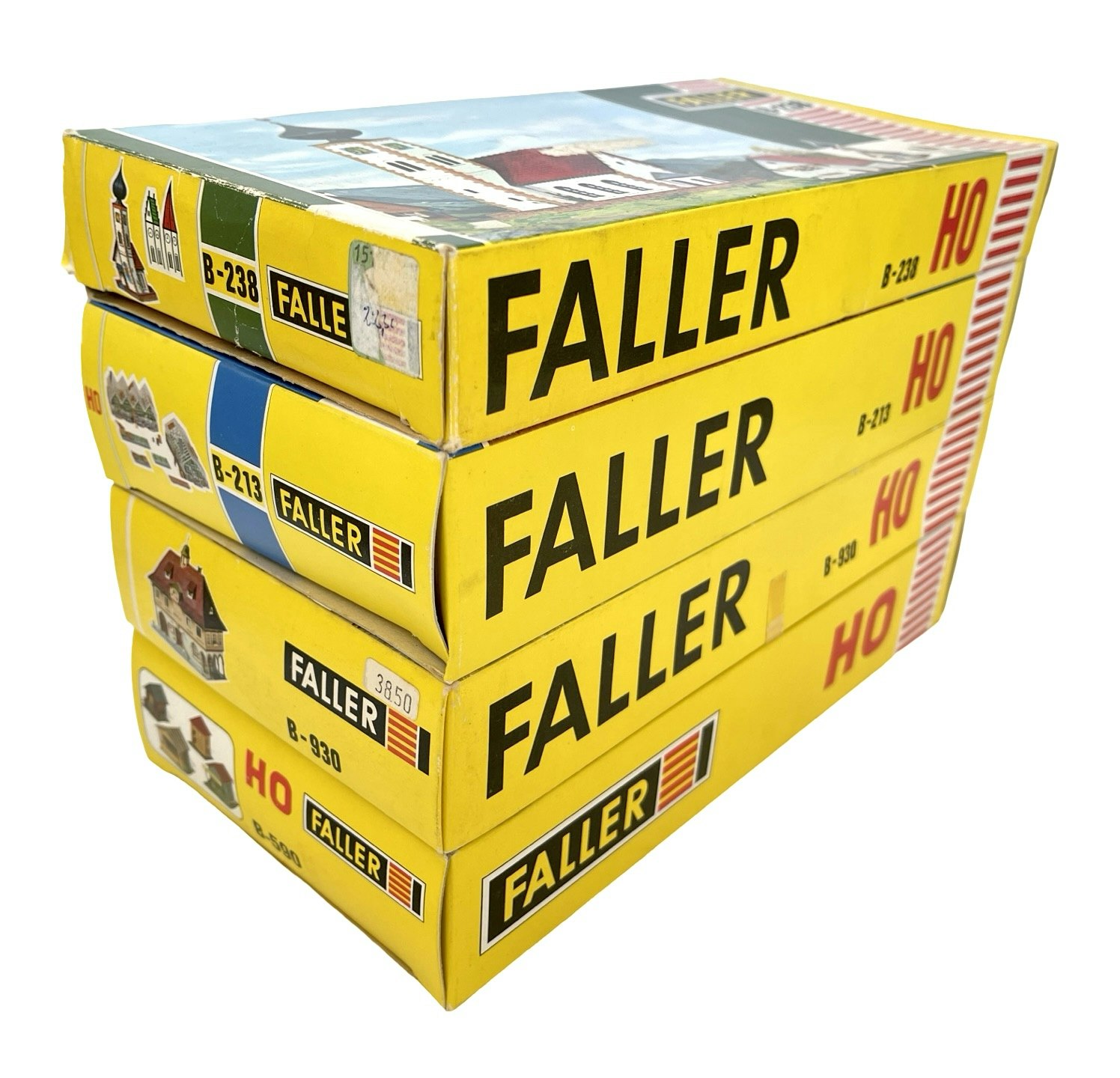 4 st, Faller B-213, B-238, B-590, B-930 HO skala, Hus & dekorationer