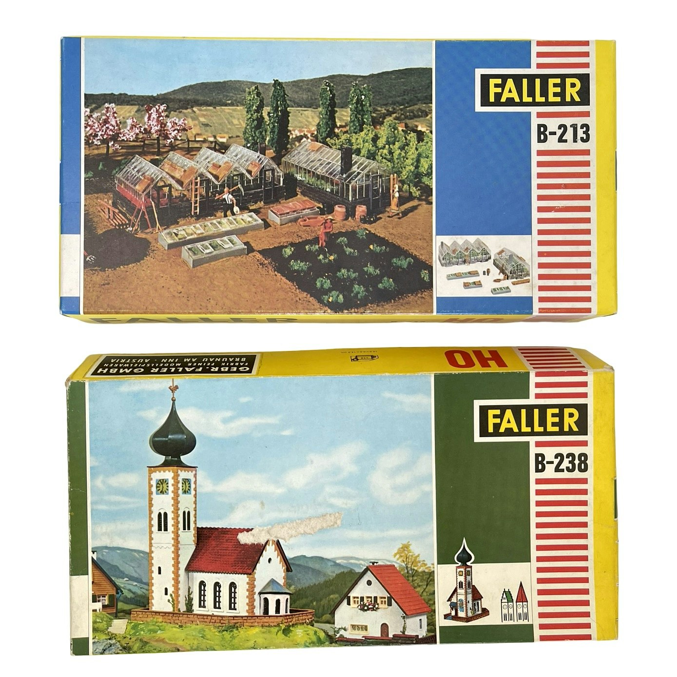 4 st, Faller B-213, B-238, B-590, B-930 HO skala, Hus & dekorationer