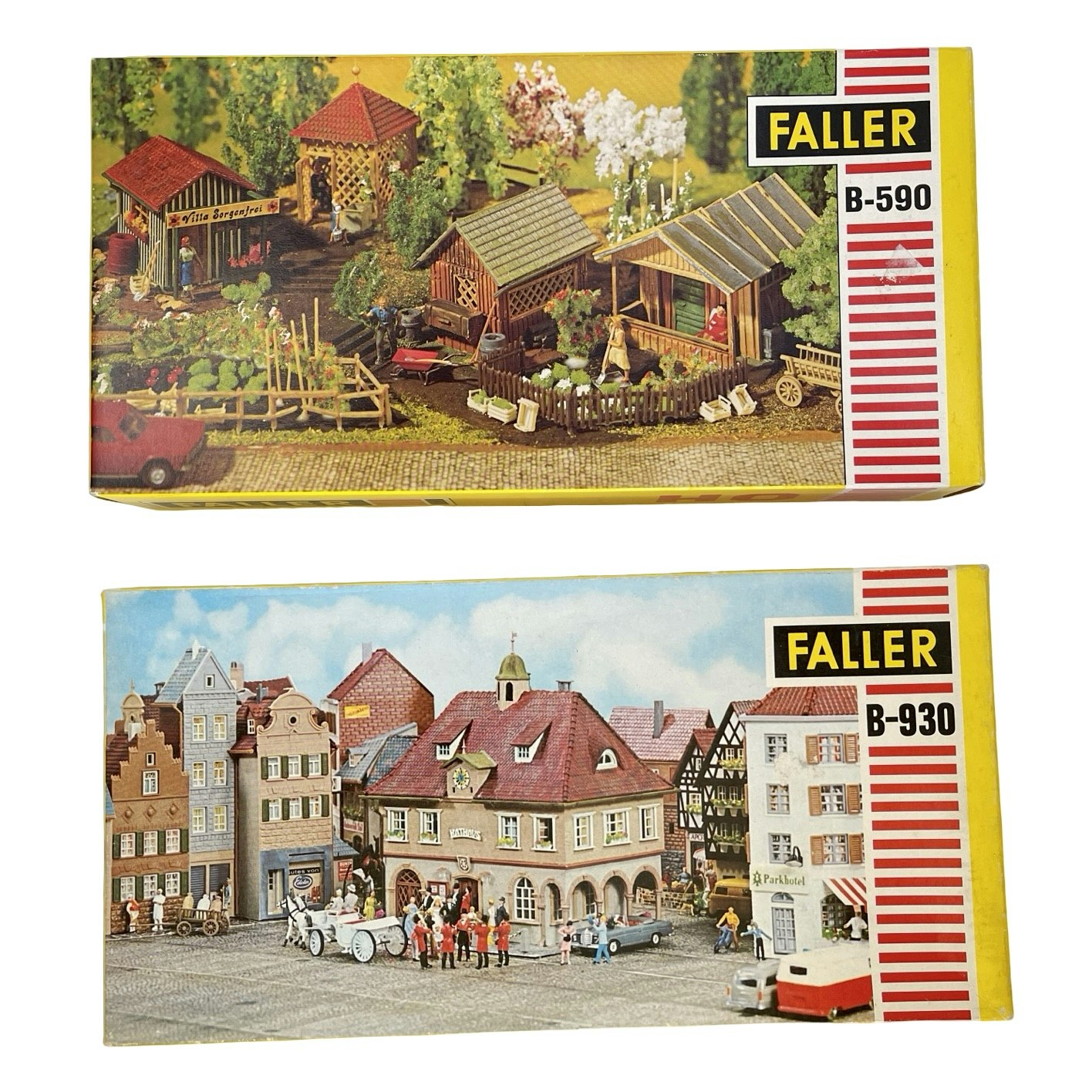 4 st, Faller B-213, B-238, B-590, B-930 HO skala, Hus & dekorationer