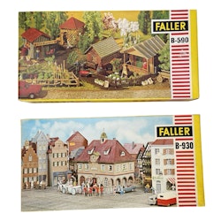 4 st, Faller B-213, B-238, B-590, B-930 HO skala, Hus & dekorationer