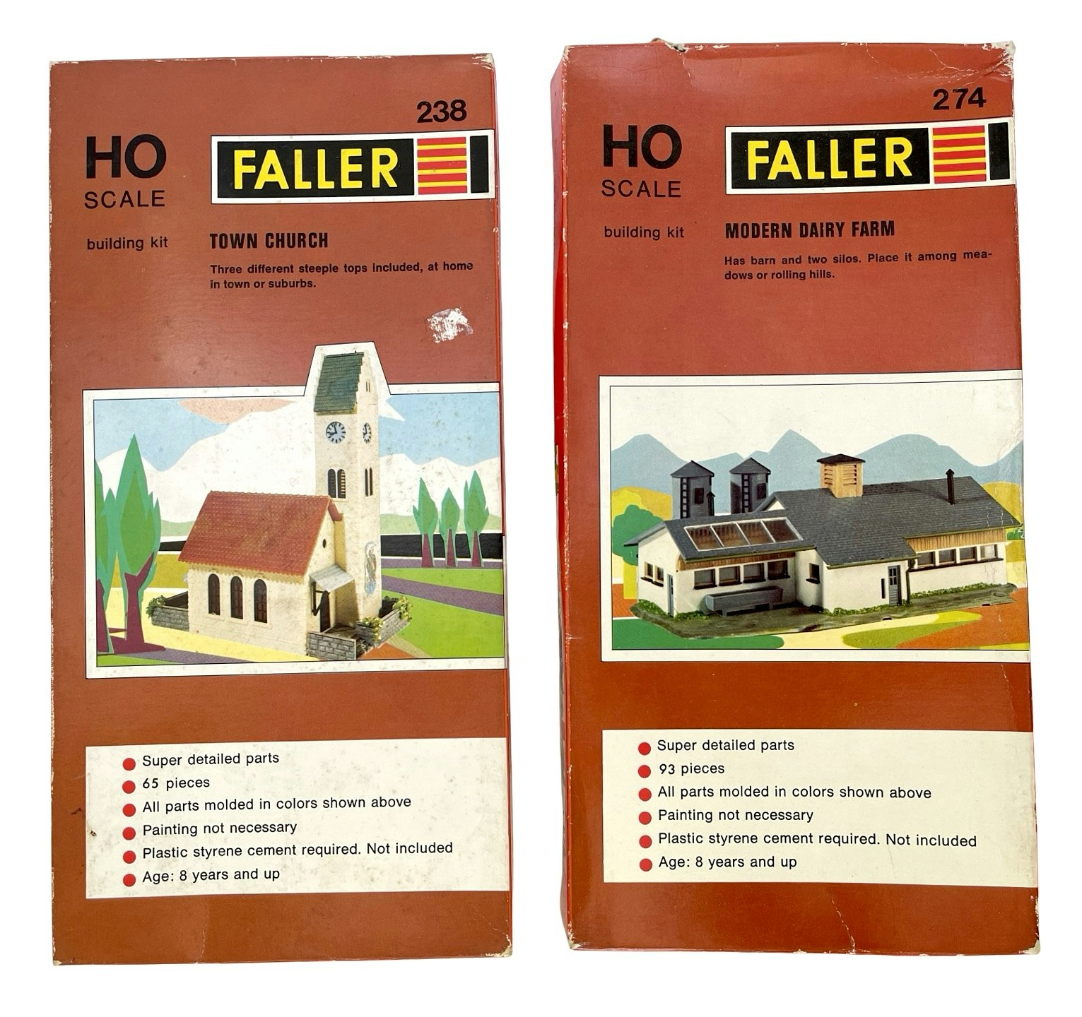 7 st, Faller HO skala, Hus & dekorationer B-933 m.m.