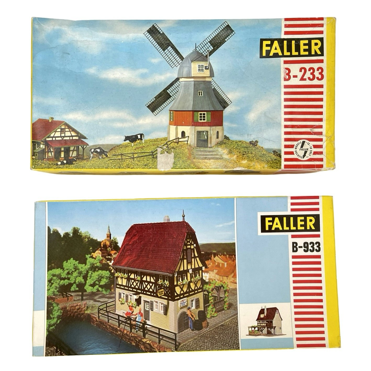 7 st, Faller HO skala, Hus & dekorationer B-933 m.m.