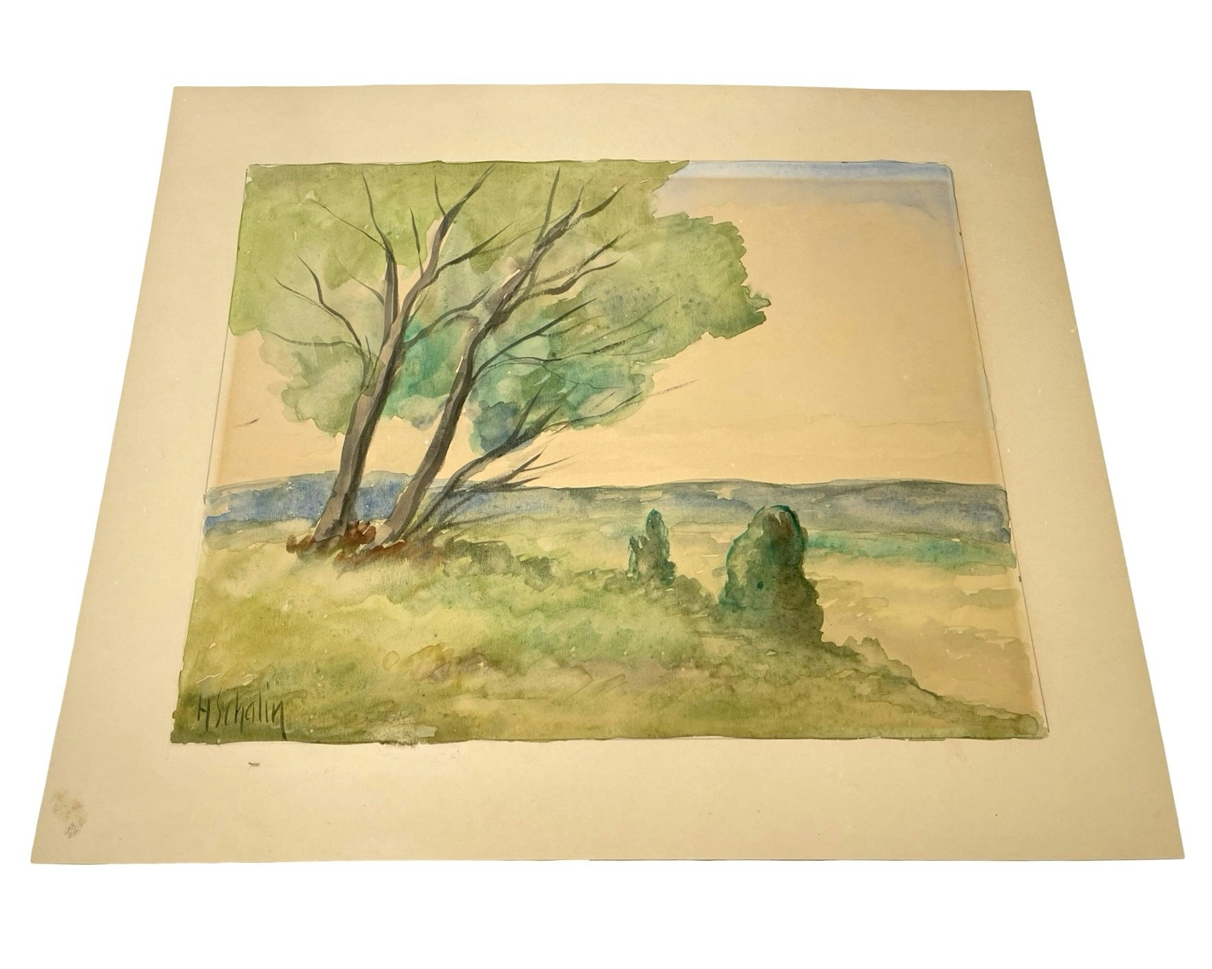 Schalin, Akvarellmålning, signerad, 36x30 cm