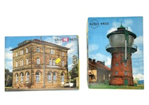 2 stk., Kibri HO 1:87 skala, B-8420, B-9432 Hus og dekorasjoner
