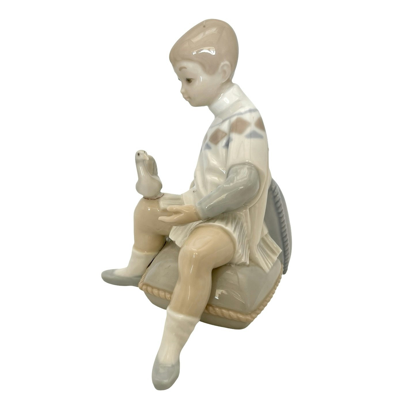 Figurin, Lladro, Pojke med duva, porslin, Spanien