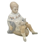 Figur, Lladro, Gutt med due, porselen, Spania