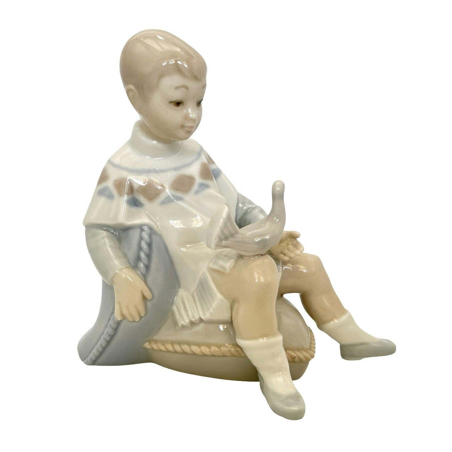 Figurin, Lladro, Pojke med duva, porslin, Spanien