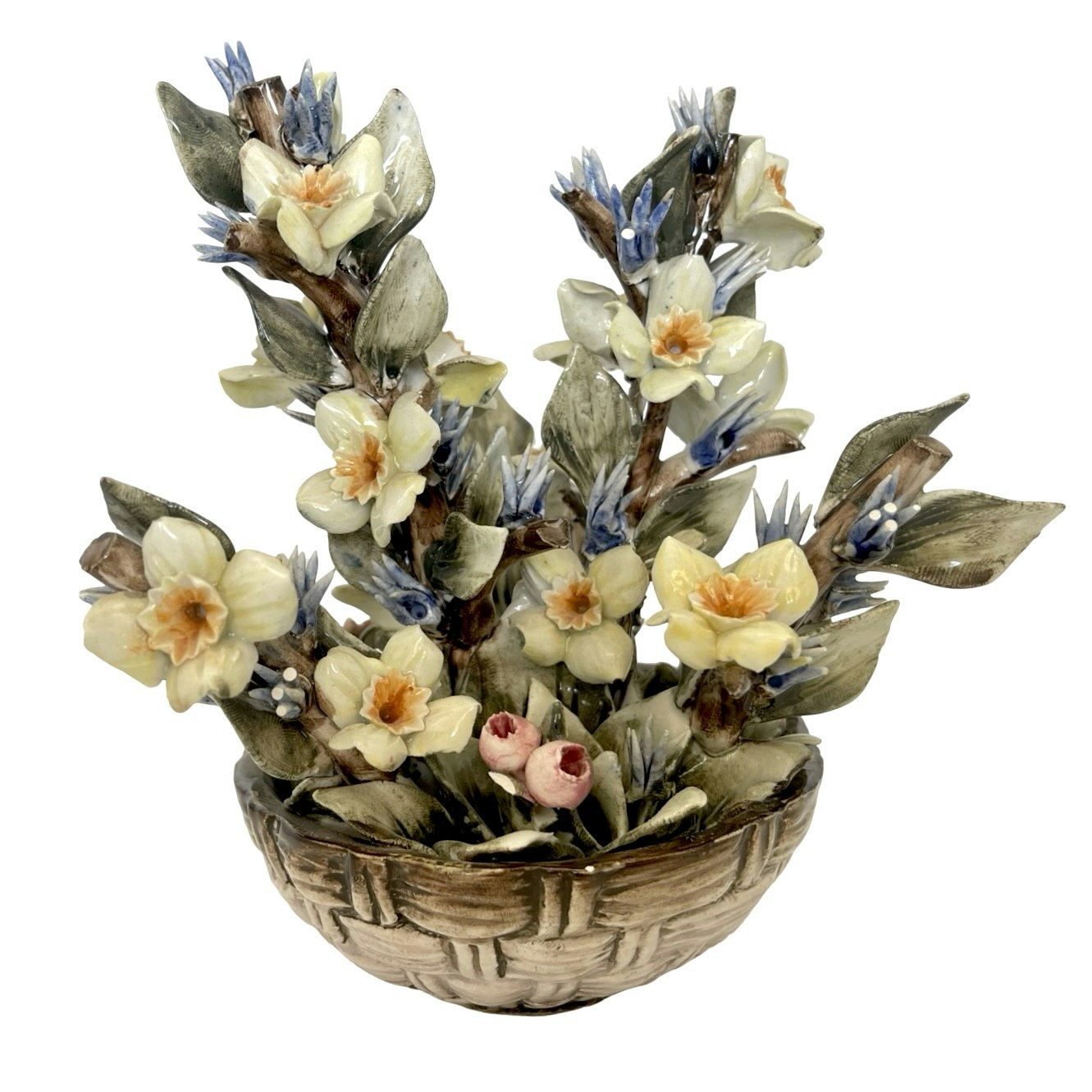 Bordsdekoration, porslin, i form av blommor, Capodimonte, Mollica, Italien