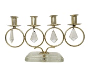 Vintage Gunnar Ander - Messing-Kandelaber mit Prismen, Schweden